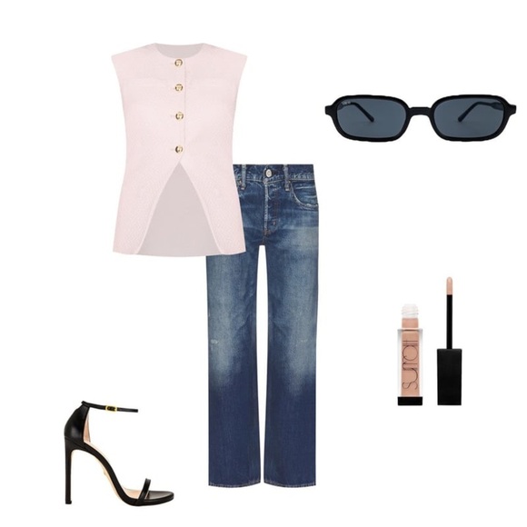 New! Amanda Uprichard x REVOLVE Hughes Vest in Blush Pink Tweed 🌸 Small - Picture 7 of 8